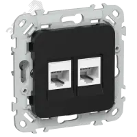 FLITE Розетка 2-местная компьютерная RJ45 категория 6 UTP РК6-2-0-ФлЧ черный IEK
