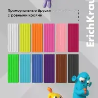 Пластилин 12 цветов, 216 г, ErichKrause "Jolly Friends Neon", со стеком, в картонной упаковке