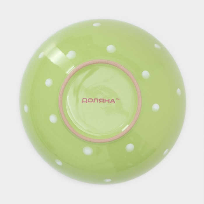 Набор тарелок керамических Доляна «Зелёный горох», 18 предметов: 6 тарелок d=19 см, 6 тарелок d=27 см, 6 мисок d=19 см, цвет зелёный