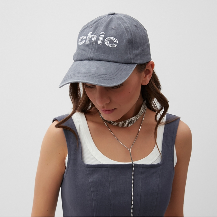 Кепка женская со стразами MIST Chic , серый, р. 56-58 Кепка женская со стразами MIST Chic , серый, р. 56-58