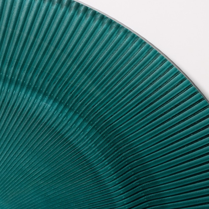 Тарелка стеклянная &laquo;Эмеральд&raquo;, d=27 см, цвет бирюзовый с серебряной отводкой