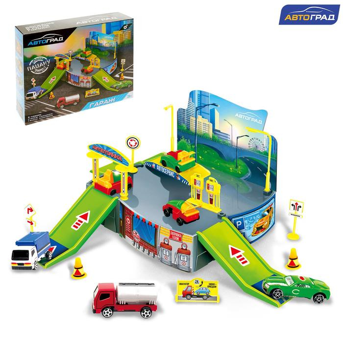 Парковка детская «Гараж», в наборе 1 машинка, наклейки, дорожные знаки Парковка детская «Гараж», в наборе 1 машинка, наклейки, дорожные знаки