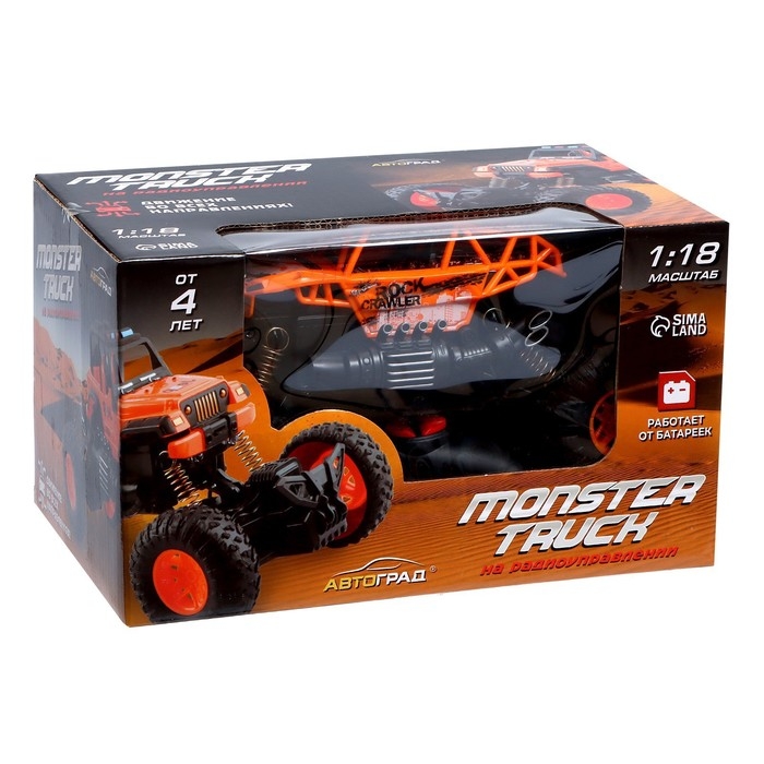 Джип радиоуправляемый «Краулер», 1:18, работает от батареек, цвет оранжевый Джип радиоуправляемый «Краулер», 1:18, работает от батареек, цвет оранжевый