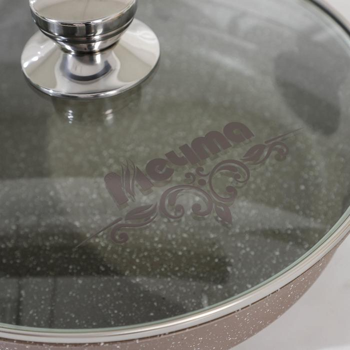 Сковорода «Гранит», d=28 см, съёмная ручка, стеклянная крышка, антипригарное покрытие, цвет коричневый Сковорода «Гранит», d=28 см, съёмная ручка, стеклянная крышка, антипригарное покрытие, цвет коричневый