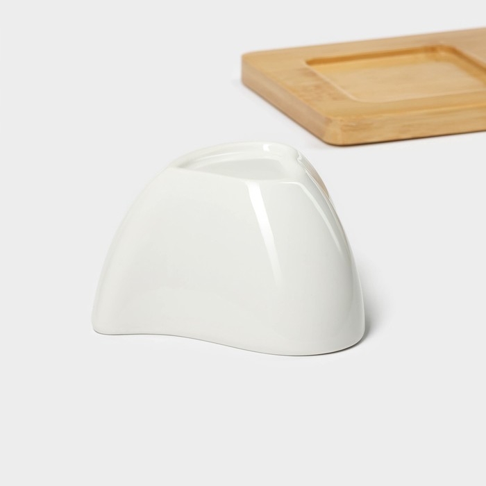 Набор соусников керамический на бамбуковой подставке BellaTenero «Сердце», 4 предмета: 125 мл, цвет белый Набор соусников керамический на бамбуковой подставке BellaTenero «Сердце», 4 предмета: 125 мл, цвет белый