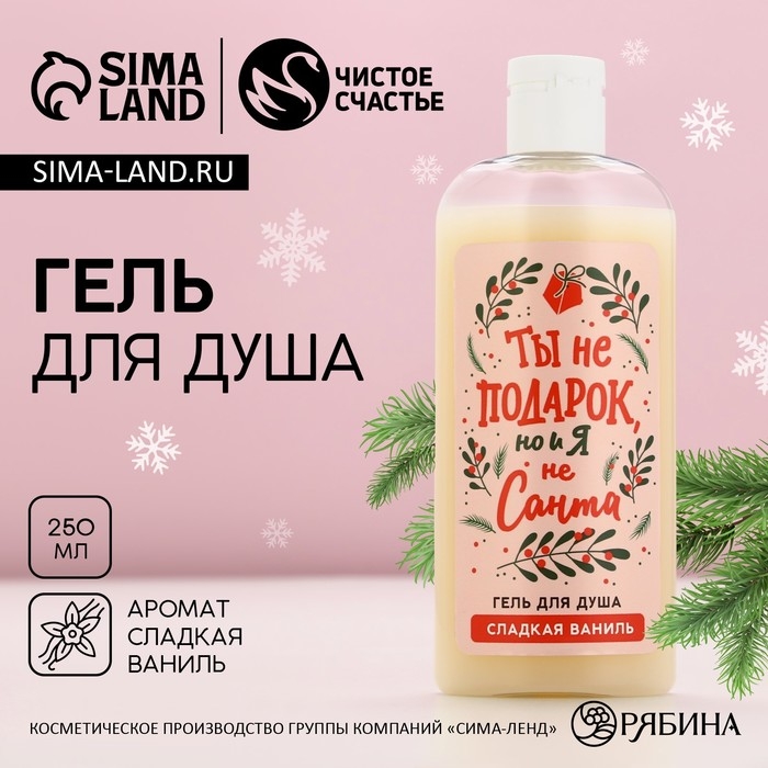 Гель для душа «Ты не подарок, но и я не Санта», 250 мл, аромат сладкой ванили, Новый Год
