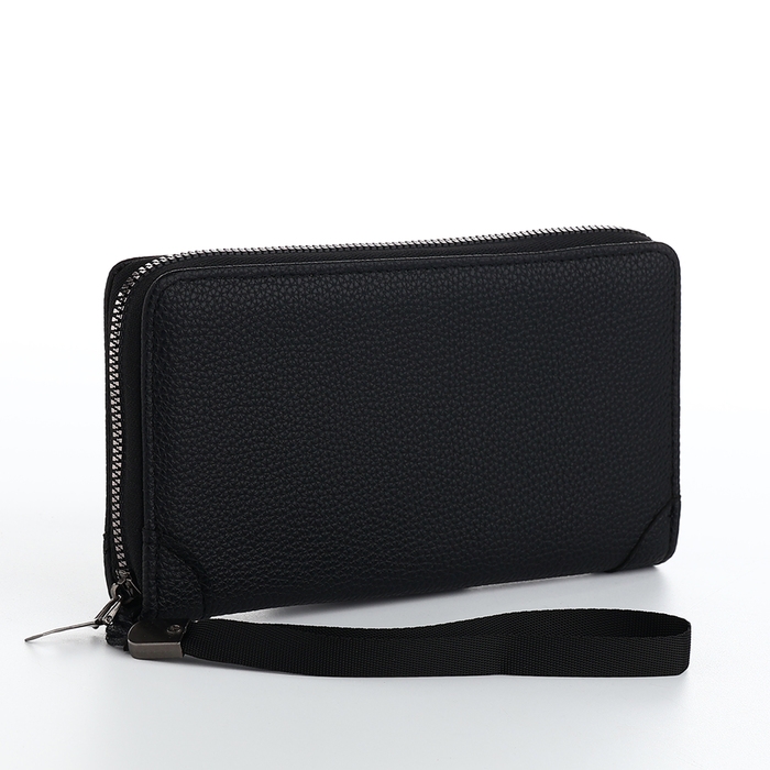 Портмоне мужское на молнии, отдел для карт, монет, цвет чёрный Портмоне мужское на молнии, отдел для карт, монет, цвет чёрный