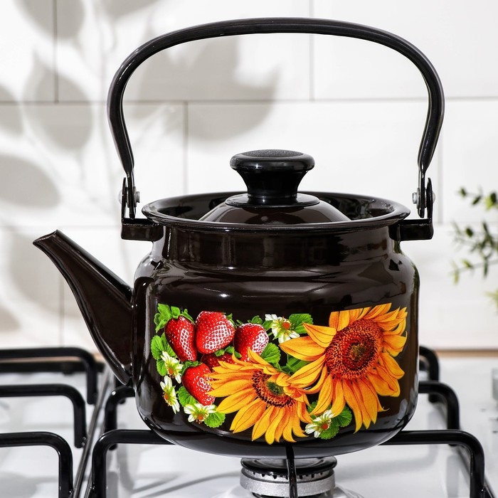 Чайник цилиндрический, 2 л, индукция, деколь МИКС, цвет коричневый Чайник цилиндрический, 2 л, индукция, деколь МИКС, цвет коричневый