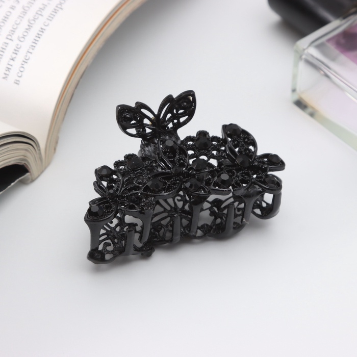 Краб для волос Краб для волос "Хлоя" бабочки, 6 см, чёрный