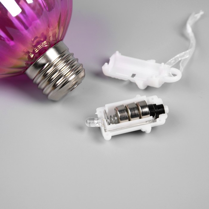 Набор елочных шаров Набор елочных шаров "Розовые грани", d=7 см, 3 LED, 3 шт, батарейки AG13x9 (нет в комплекте), Свечение тёплое белое