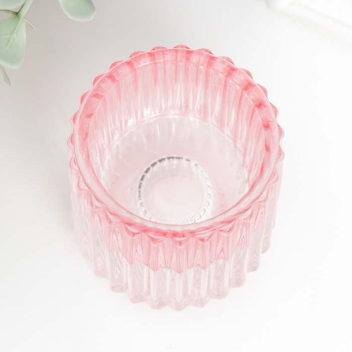 Подсвечник стекло на 1 свечу Подсвечник стекло на 1 свечу "Долли" d-2,5 см, 4 см розовый 6х5х5 см