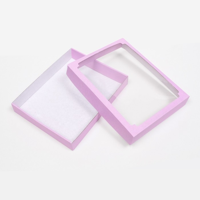 Коробка сборная, крышка-дно, с окном, сиреневая, 26 х 21 х 4 см Коробка сборная, крышка-дно, с окном, сиреневая, 26 х 21 х 4 см