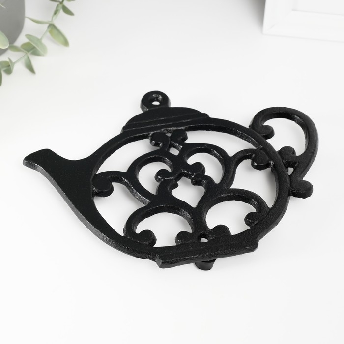 Сувенир чугун подставка  Сувенир чугун подставка "Чайник с сердечком" 20х15х1,5 см