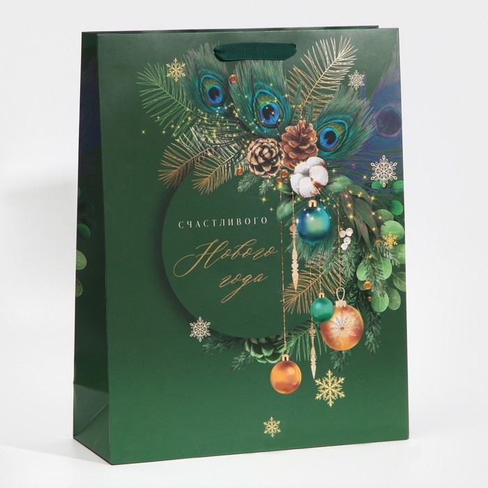Пакет подарочный новогодний ламинированный «Малахит», L 31 х 40 х 11,5 см, Новый год Пакет подарочный новогодний ламинированный «Малахит», L 31 х 40 х 11,5 см, Новый год