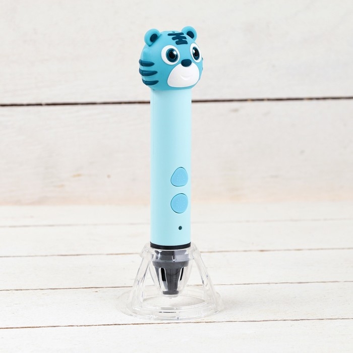 3D ручка Тигрёнок, работа с пластиком PLA, USB кабель питания, голубая 3D ручка Тигрёнок, работа с пластиком PLA, USB кабель питания, голубая