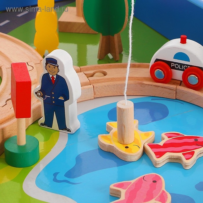 Железная дорога, 88 элементов, стол в комплекте Железная дорога, 88 элементов, стол в комплекте