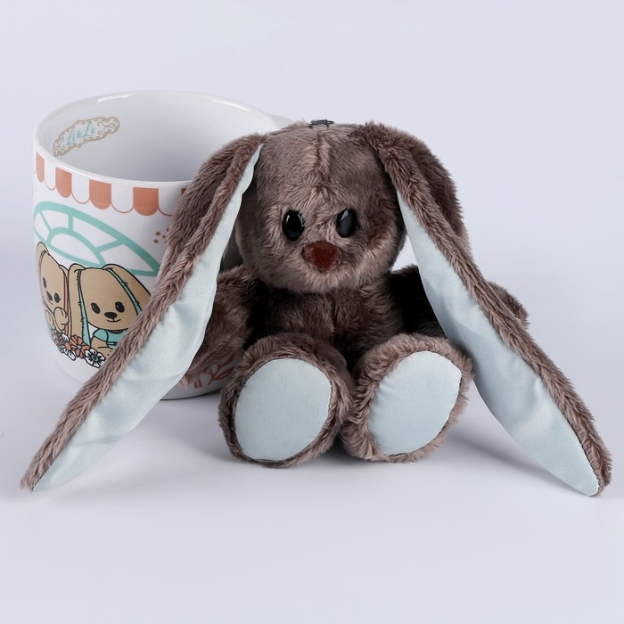 Набор  Набор "Зайка Lu" игрушка в кружке, заяц, 16 см