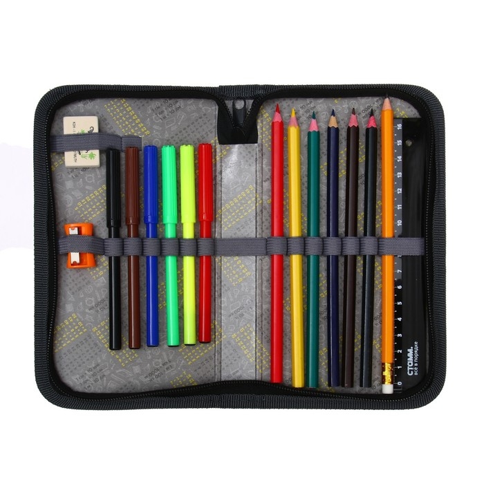 Пенал 1 секция, 115 х 205 мм, с наполнением 16 предметов, Calligrata Пенал 1 секция, 115 х 205 мм, с наполнением 16 предметов, Calligrata "Енот" ламинированный картон, 30П26/set