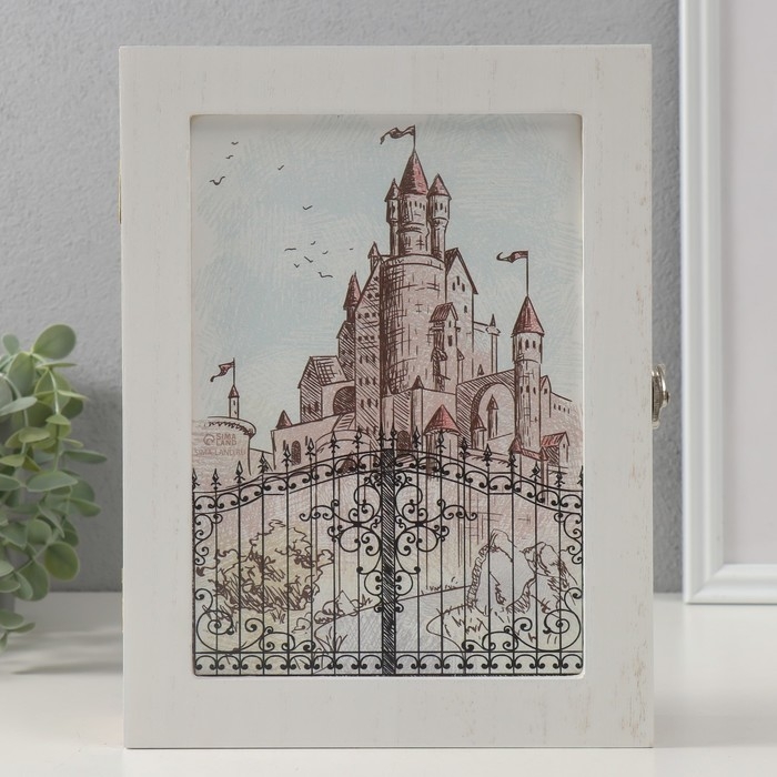 Ключница дерево 6 крючков Ключница дерево 6 крючков "Замок. Рисунок карандашом" 26х20,3х5,5 см