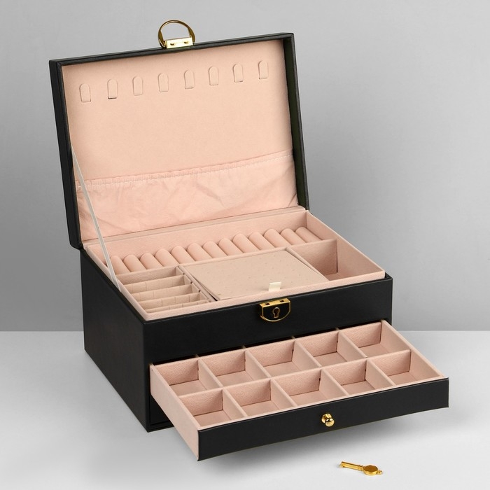 Подставка для украшений Queen fair «Шкатулка» 3 яруса, 23×17×13 см, цвет чёрный Подставка для украшений Queen fair «Шкатулка» 3 яруса, 23×17×13 см, цвет чёрный