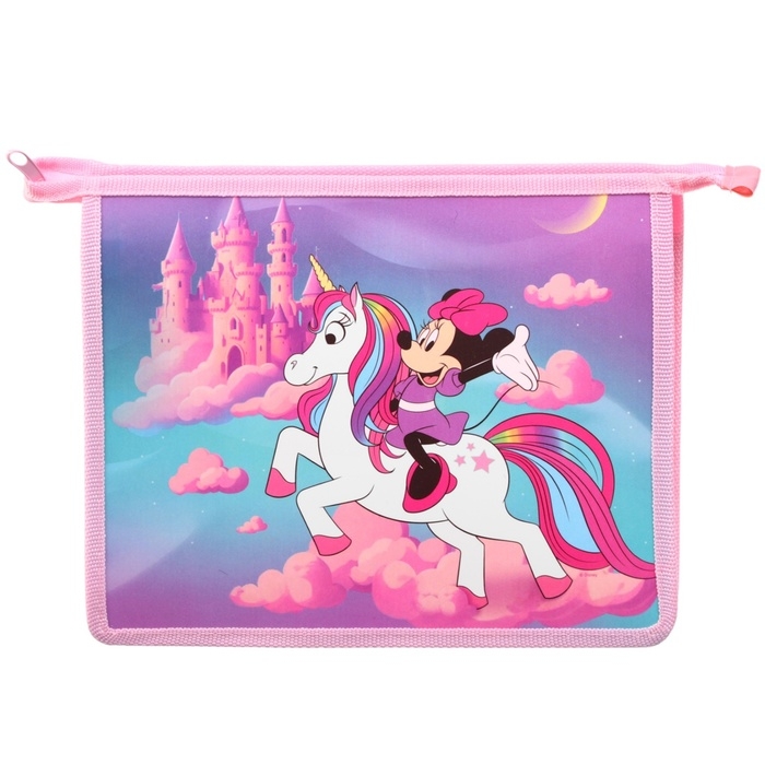 Папка д/тетрадей А5 молния сверху пластик ПМ-А5-29, Минни и Единорог Папка д/тетрадей А5 молния сверху пластик ПМ-А5-29, Минни и Единорог