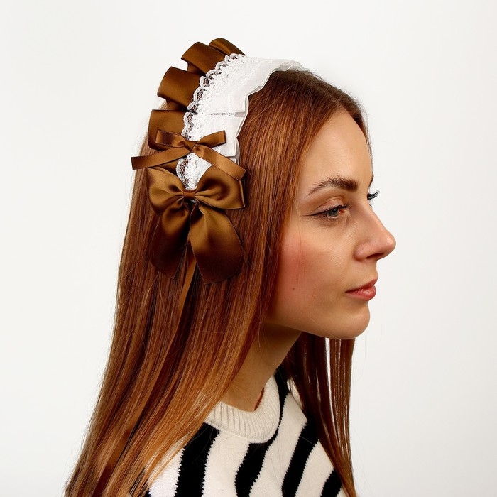 Карнавальная повязка «Лолита», цвет коричневый с белым кружевом Карнавальная повязка «Лолита», цвет коричневый с белым кружевом