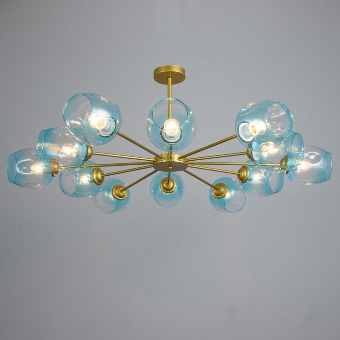 Люстра Люстра "Мурано" 12хЕ27 60Вт золото голубой 105х105х35см BayerLux