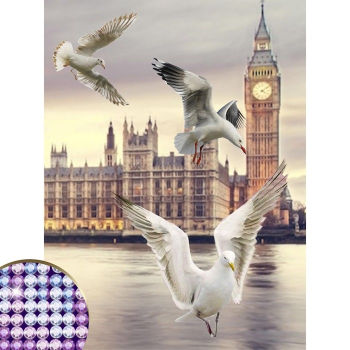 Алмазная мозаика с частичным заполнением «Чайки», 30 х 40 см, холст. Набор для творчества Алмазная мозаика с частичным заполнением «Чайки», 30 х 40 см, холст. Набор для творчества