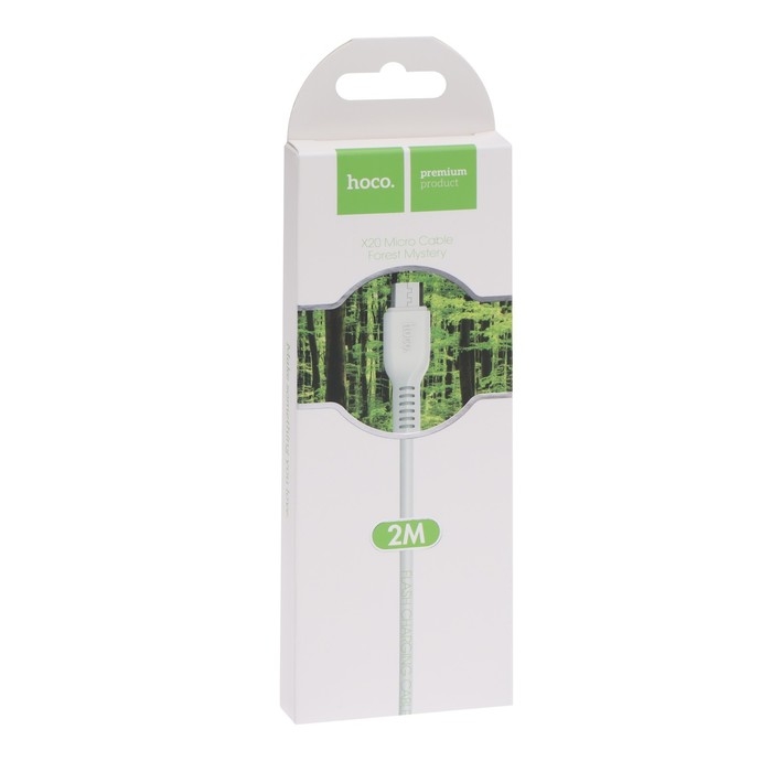 Кабель Hoco X20, microUSB - USB, 2 А, 2 м, PVC оплетка, белый Кабель Hoco X20, microUSB - USB, 2 А, 2 м, PVC оплетка, белый