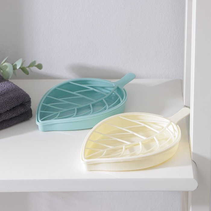Мыльница «Лист», пластик, 17,5×10,5×2 см, цвет МИКС