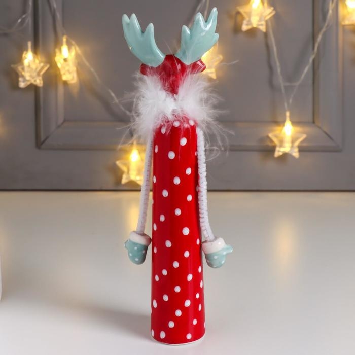 Сувенир керамика Сувенир керамика "Высокий лось" красный с бирюзовыми рогами 22,3х5х6,3 см