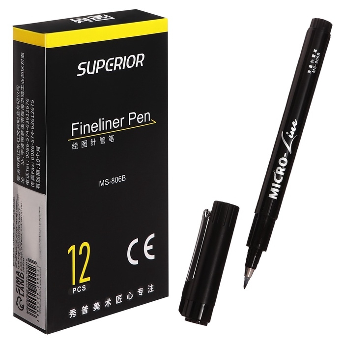 Маркер профессиональный линер черный, тонкая линия, S Маркер профессиональный линер черный, тонкая линия, S