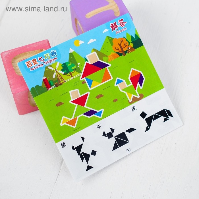Головоломка «Танграм», в коробочке, книжка со схемами, 11×11×2 см