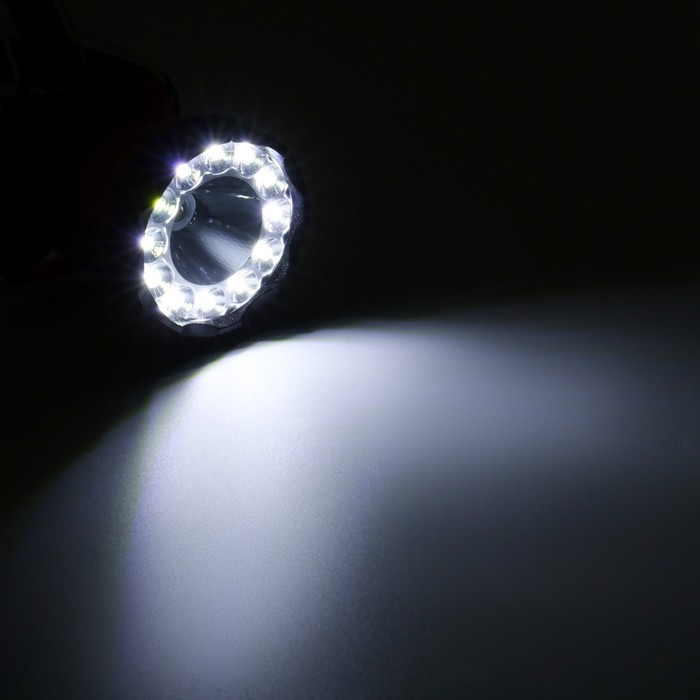 Фонарь налобный, 3 Вт, 1+12 led, 2 режима, 7.2 х 9 х 8 см, 3 АА Фонарь налобный, 3 Вт, 1+12 led, 2 режима, 7.2 х 9 х 8 см, 3 АА