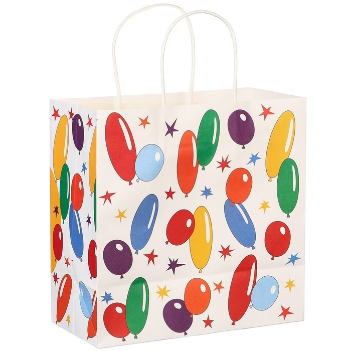 Пакет подарочный Пакет подарочный "С Днем рождения" 22х22х11 см, крафт, упаковка, Ну, погоди