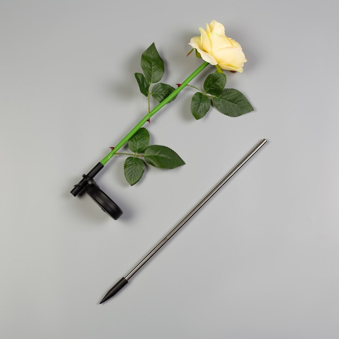 Садовый светильник на солнечной батарее «Роза жёлтая», 75 см, 5 LED, свечение белое Садовый светильник на солнечной батарее «Роза жёлтая», 75 см, 5 LED, свечение белое