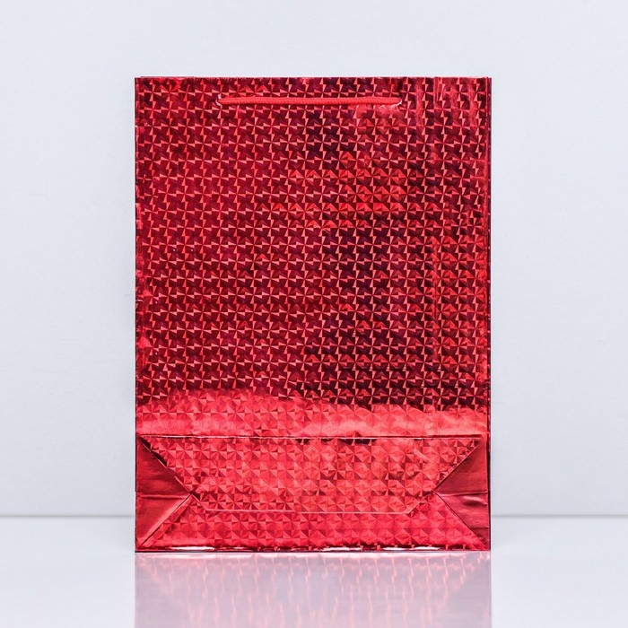 Новый год. Пакет подарочный, фольгированный,  Новый год. Пакет подарочный, фольгированный, "Красный" 34 Х 26 Х 8 см.