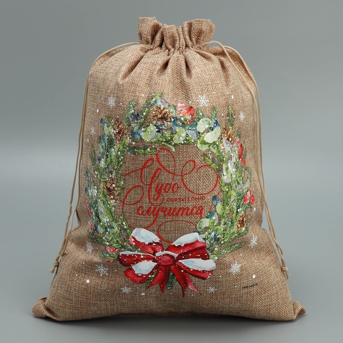 Мешок с термонаклейкой «Чудо», 30 х 40 см +/- 1.5 см, Новый год Мешок с термонаклейкой «Чудо», 30 х 40 см +/- 1.5 см, Новый год