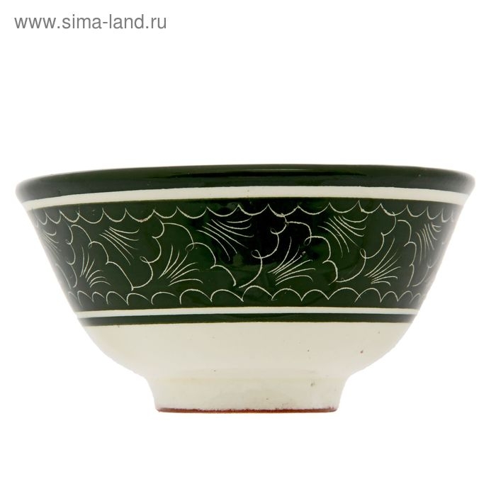 Пиала чайная Риштанская керамика Пиала чайная Риштанская керамика "Узоры" большая, зелёная, 11 см
