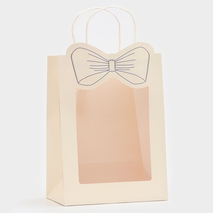 Пакет подарочный новогодний с оком Пакет подарочный новогодний с оком "Бант", 30 х 22 х 14, белый .