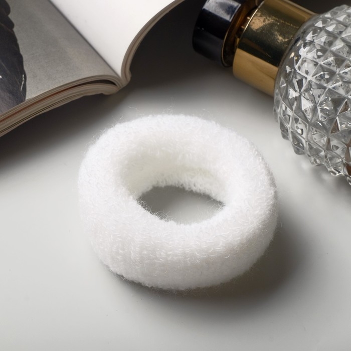 Резинка для волос Резинка для волос "Махрушка" (набор 12 шт) широкая классика, 7х2 см, белый