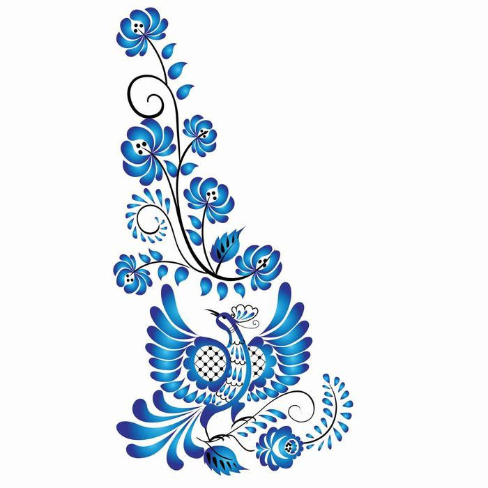 Термотрансфер «Гжель птица», уголок справа, 20 х 35 см, набор 10 шт. Термотрансфер «Гжель птица», уголок справа, 20 х 35 см, набор 10 шт.