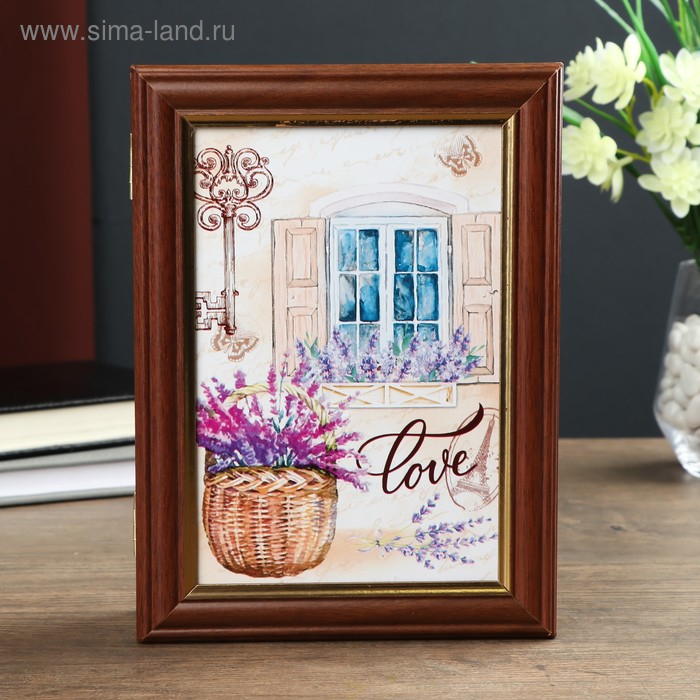 Ключница Ключница "Окно с лавандой" 15х21 см орех