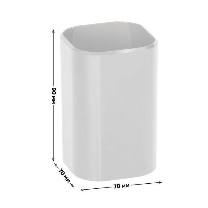 Подставка-стакан для канцелярии Стамм "Фаворит", пластик, 90 х 70 х 70 мм, квадратная, белая