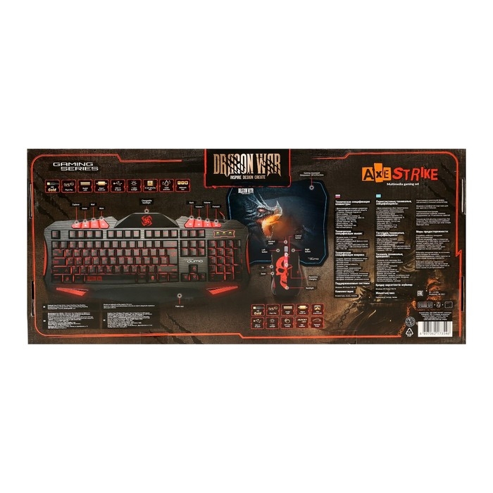 Игровой набор Qumo Axe Strike 3 в 1, клавиатура+мышь+ковер, проводной, 2400 dpi Игровой набор Qumo Axe Strike 3 в 1, клавиатура+мышь+ковер, проводной, 2400 dpi