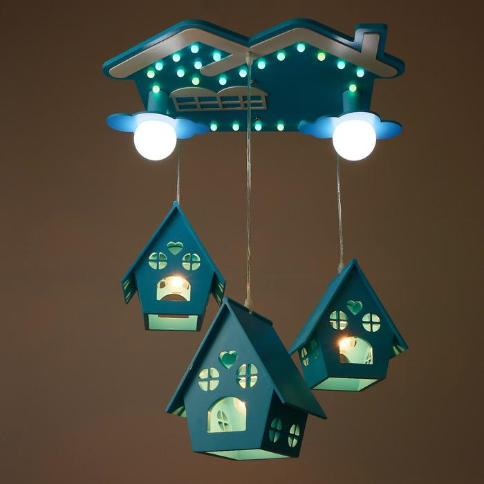 Люстра "Домики" 5хЕ27 40Вт синий 60х55х70 см