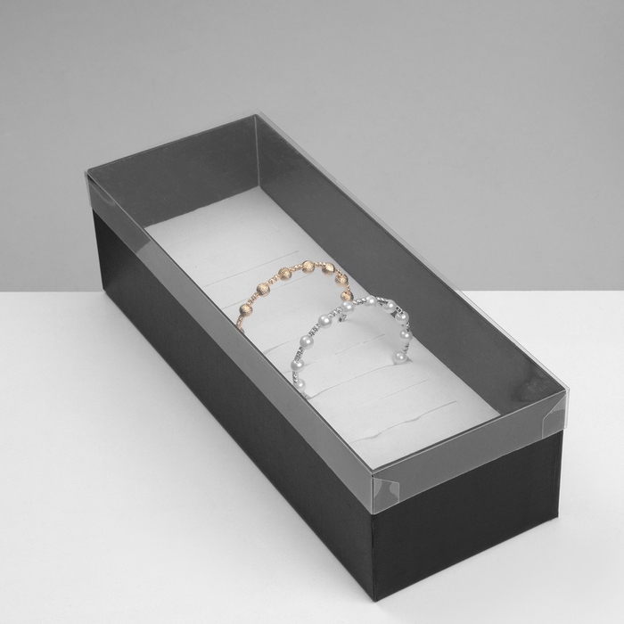 Подставка для украшений «Шкатулка» 12 мест, 24,5×9×7 см, цвет чёрный Подставка для украшений «Шкатулка» 12 мест, 24,5×9×7 см, цвет чёрный