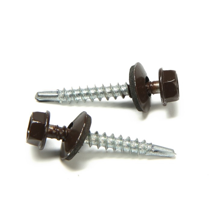 Саморезы кровельные 4,8х35 мм, RAL8017 цвет коричневый, 250 шт. Саморезы кровельные 4,8х35 мм, RAL8017 цвет коричневый, 250 шт.