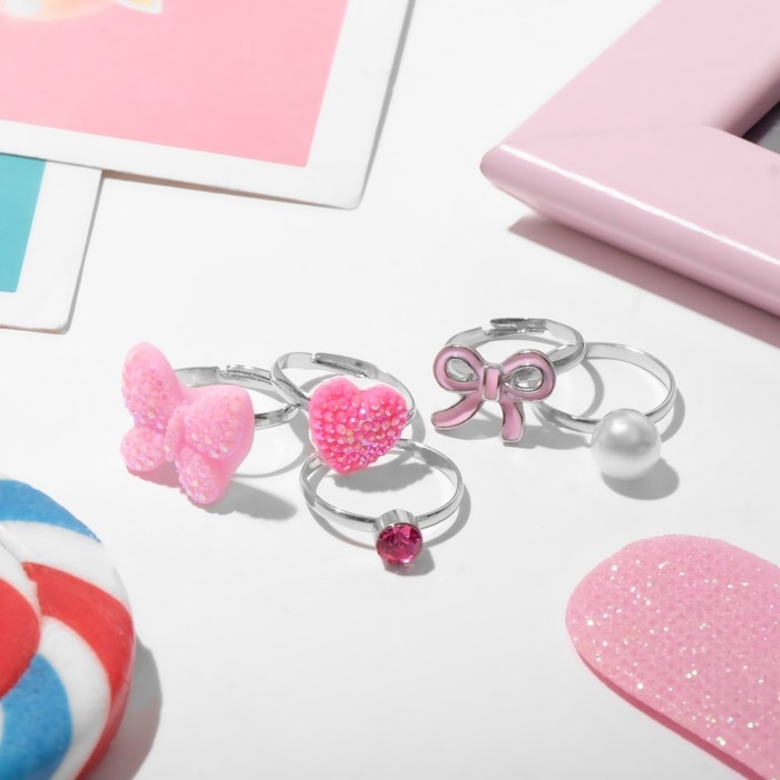 Набор детских колец «Выбражулька» нежность, форма МИКС, цветные Набор детских колец «Выбражулька» нежность, форма МИКС, цветные