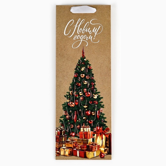 Пакет под бутылку «Новогодние подарки», ёлка, 13 х 36 х 10 см , Новый год Пакет под бутылку «Новогодние подарки», ёлка, 13 х 36 х 10 см , Новый год